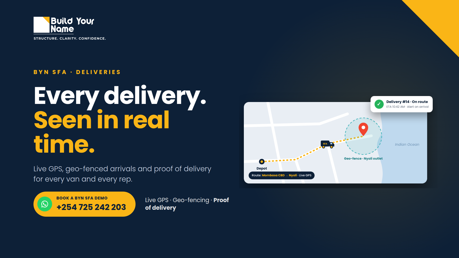 BYN SFA deliveries: every delivery seen in real time with live GPS, geo-fencing and proof of delivery (banner)