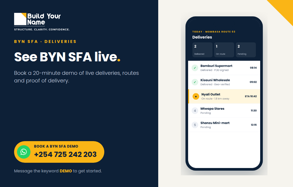 BYN SFA deliveries: every delivery seen in real time with live GPS, geo-fencing and proof of delivery (popup)
